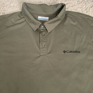 Columbia Polo Mens Sz Large Green Omni-Wick Short Sleeve Pullover Shirt Wicking